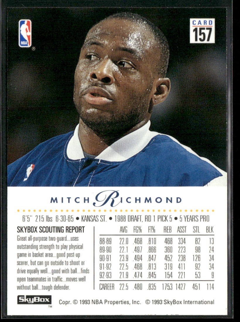 Mitch Richmond Player Lot Bundle 10 Basketball Cards MR001 Kings back
