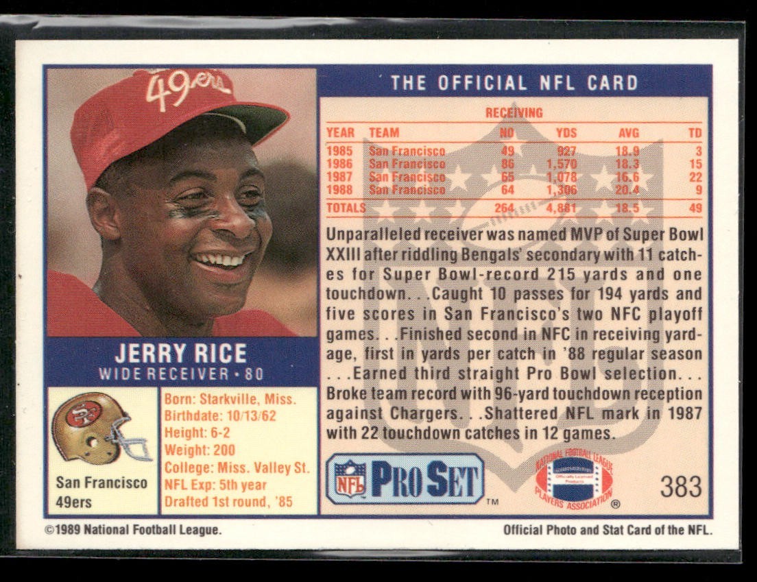 Jerry Rice Player Lot Bundle 10 Different Football Cards JR008 49ers back