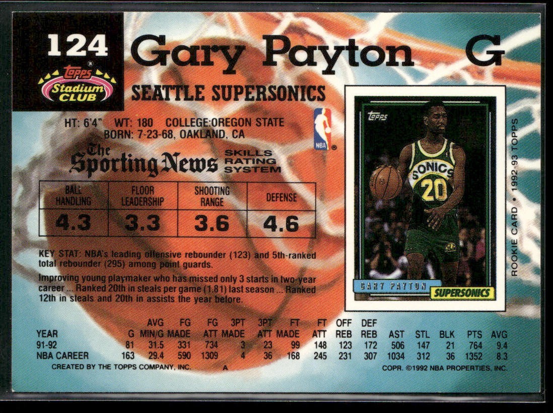 Gary Payton Player Lot Bundle 10 Basketball Cards GP002 Supersonics back