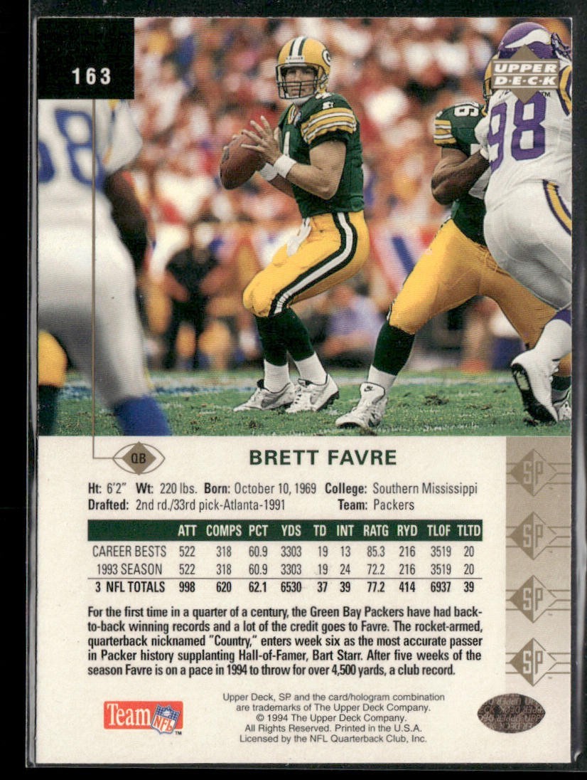 Brett Favre Player Lot Bundle 10 Different Football Cards BF004 Packers back