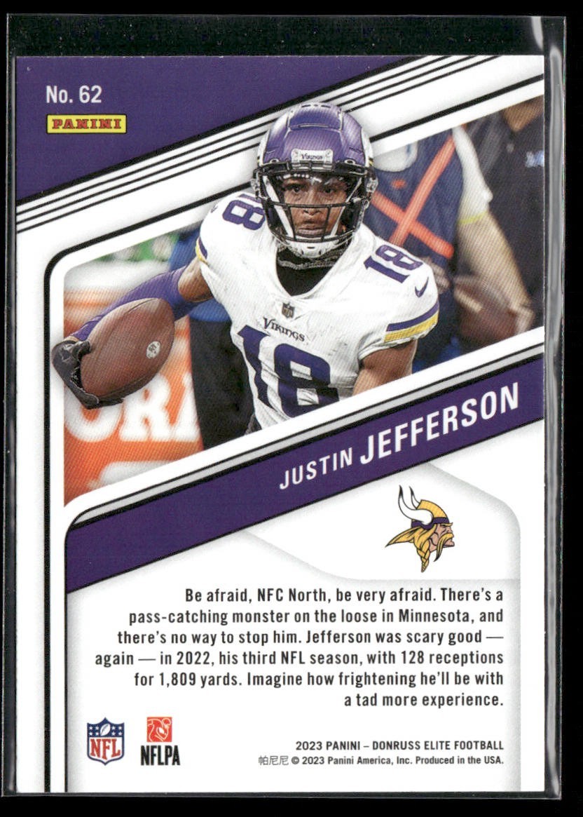 Justin Jefferson Player Lot Bundle 10 Different Football Cards JJ003 Vikings back