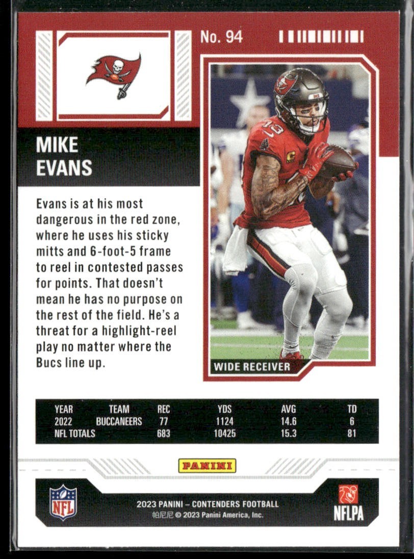 Mike Evans Player Lot Bundle 10 Different Football Cards ME003 Buccaneers back