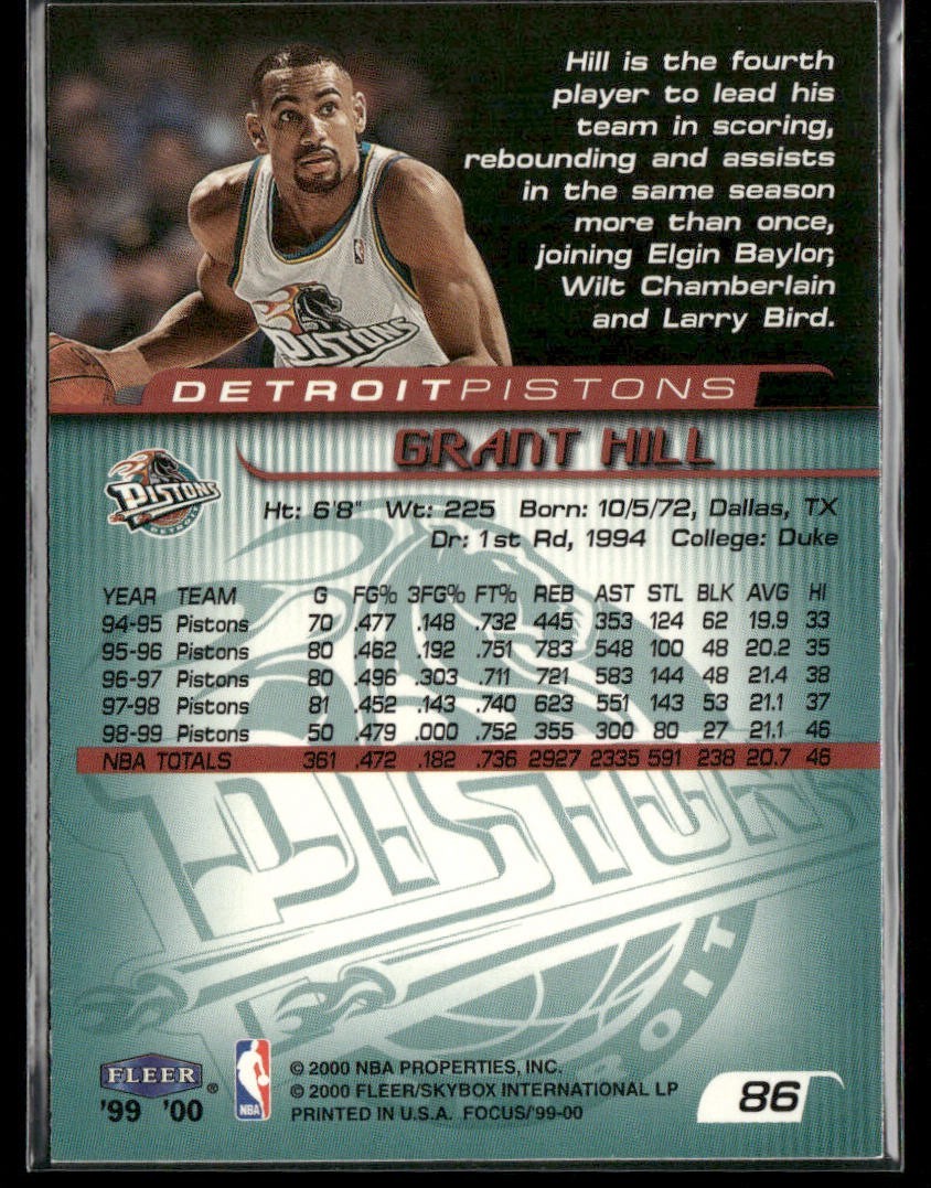Grant Hill Player Lot Bundle 10 Basketball Cards GH003 Pistons 1 RC back