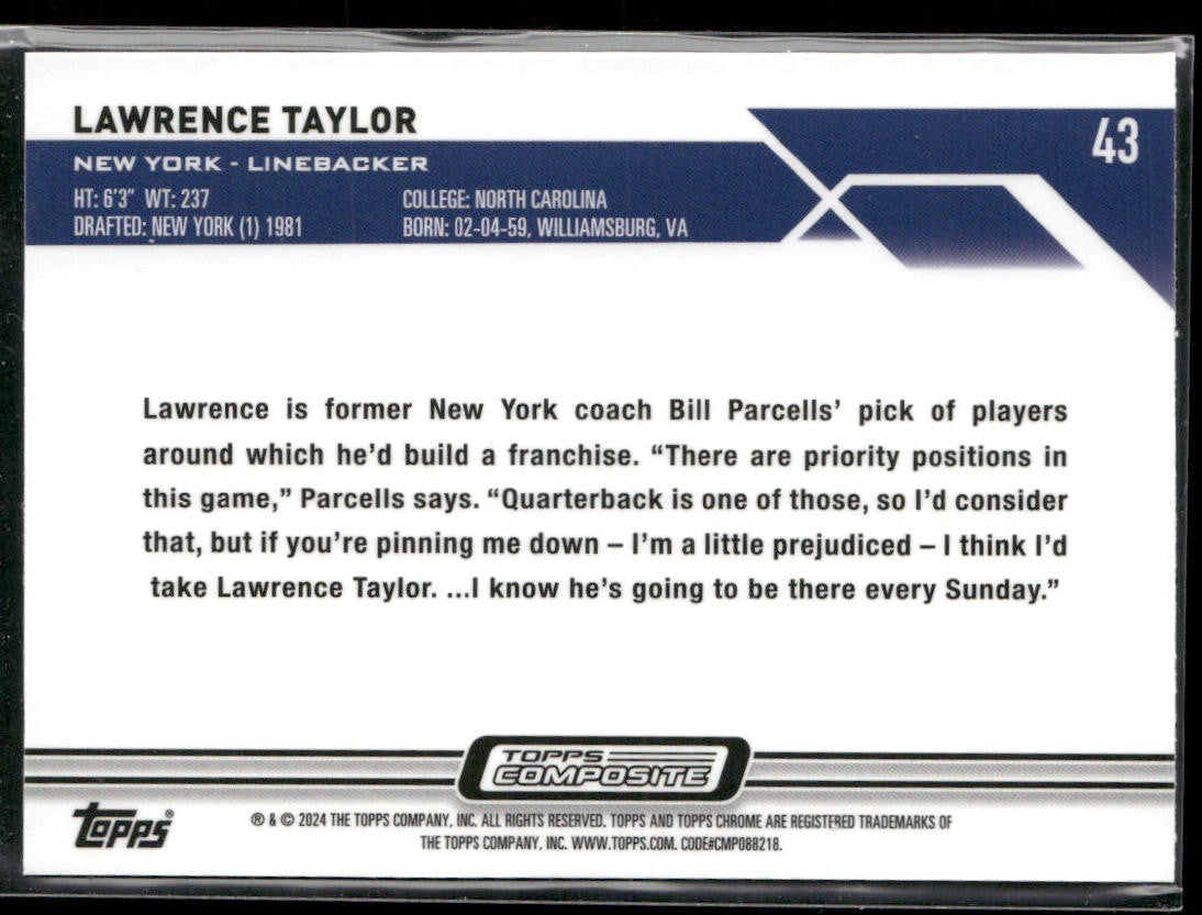 Lawrence Taylor Player Lot Bundle 10 Different Football Cards LT006 Giants back