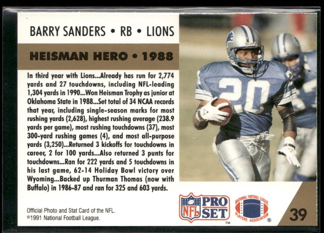 Barry Sanders Player Lot Bundle 10 Different Football Cards BS006 Lions back
