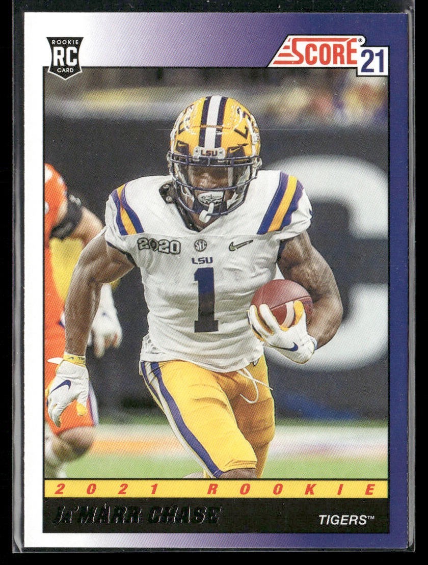 Ja'Marr Chase Player Lot Bundle 10 Different Football Cards JC001 Bengals 2 RC front