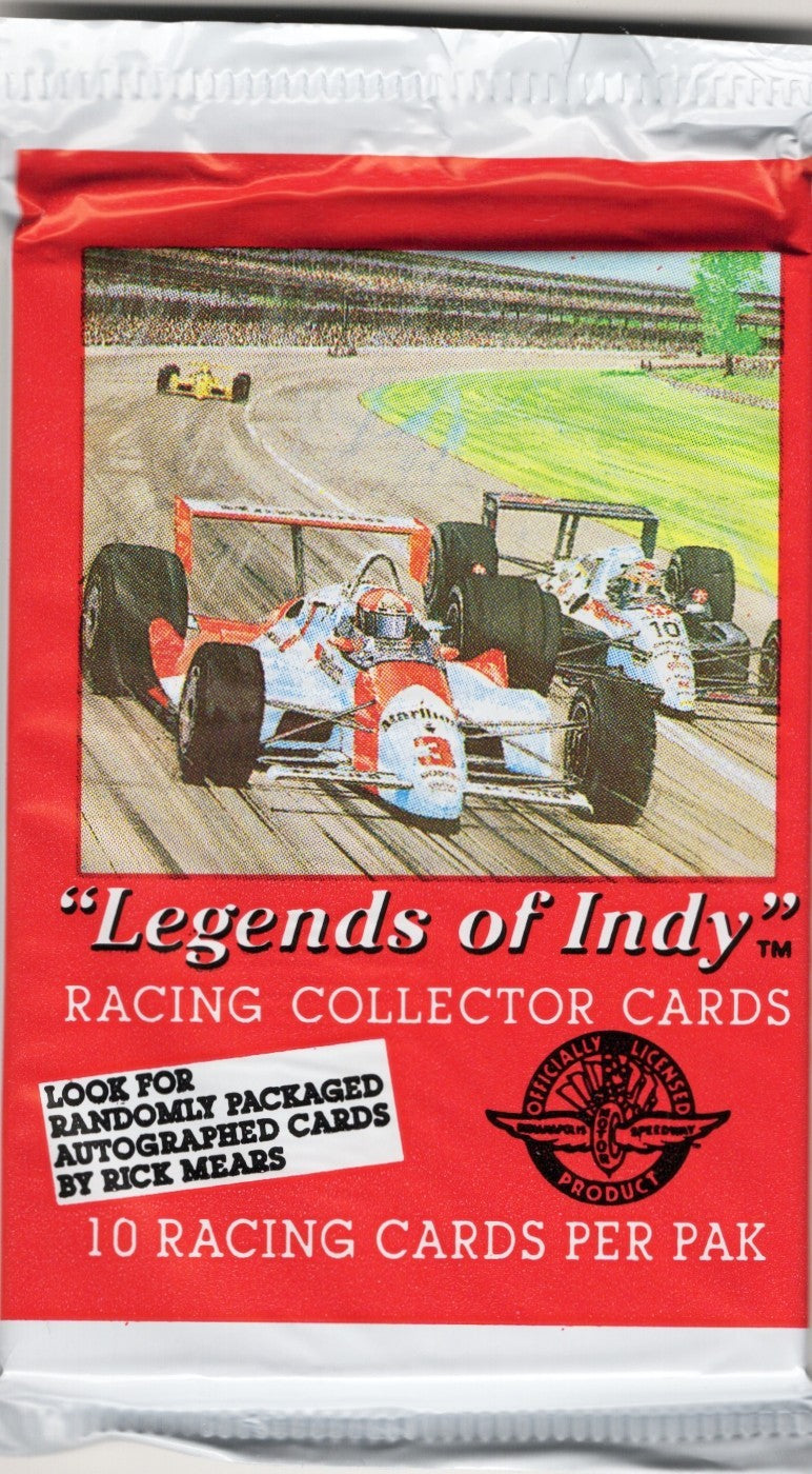 1992 Legends of Indy Racing Collector Cards Sealed Pack | 10 Cards Per Pack front