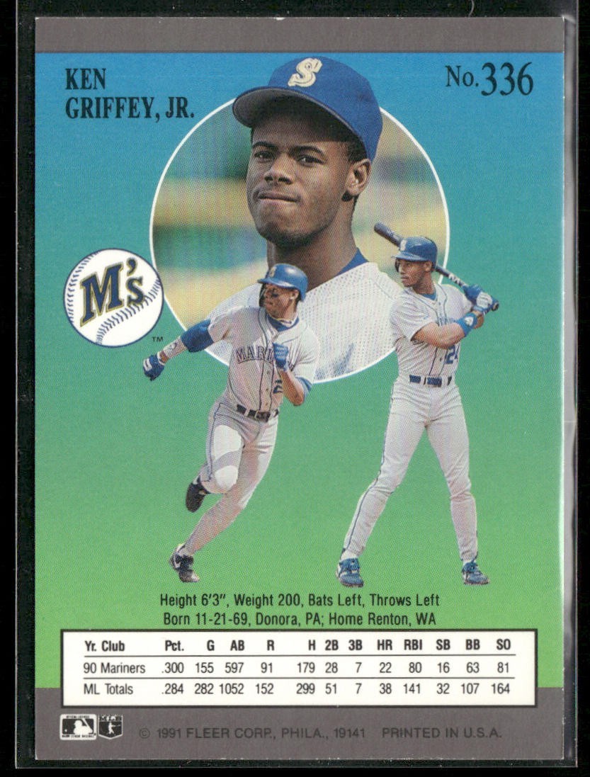 Ken Griffey Jr. Player Lot Bundle 10 Different Baseball Cards KGJ002 Mariners back