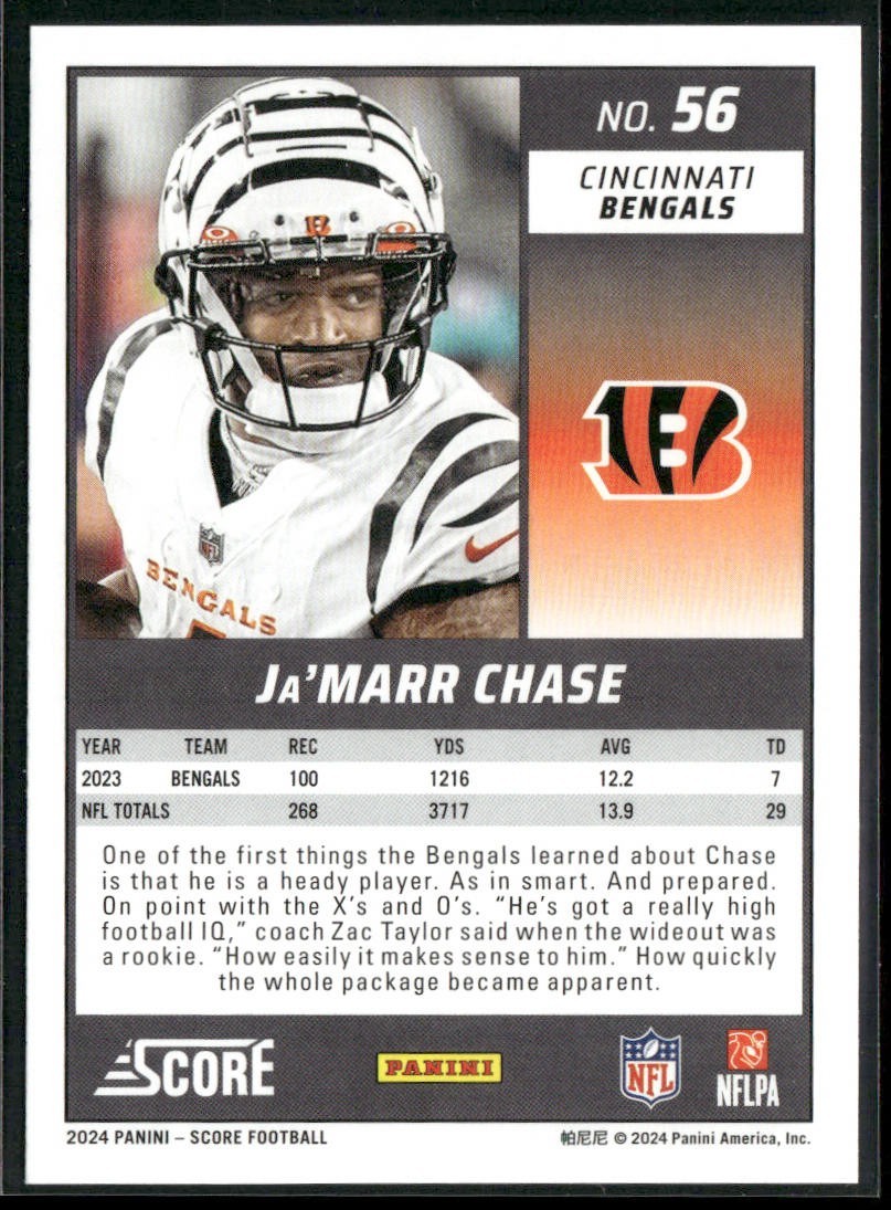 Ja'Marr Chase Player Lot Bundle 10 Different Football Cards JC002 Bengals 5 RC back