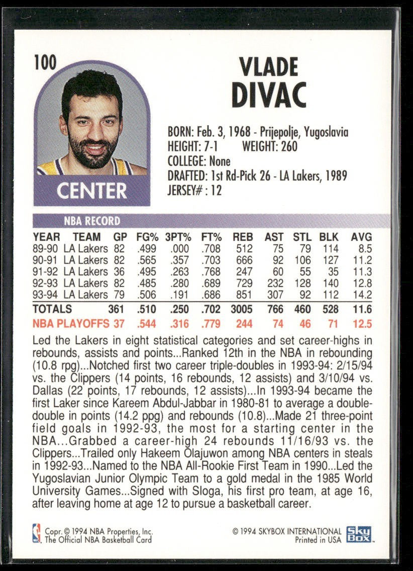 Vlade Divac Player Lot Bundle 10 Basketball Cards VD003 Lakers Hornets back