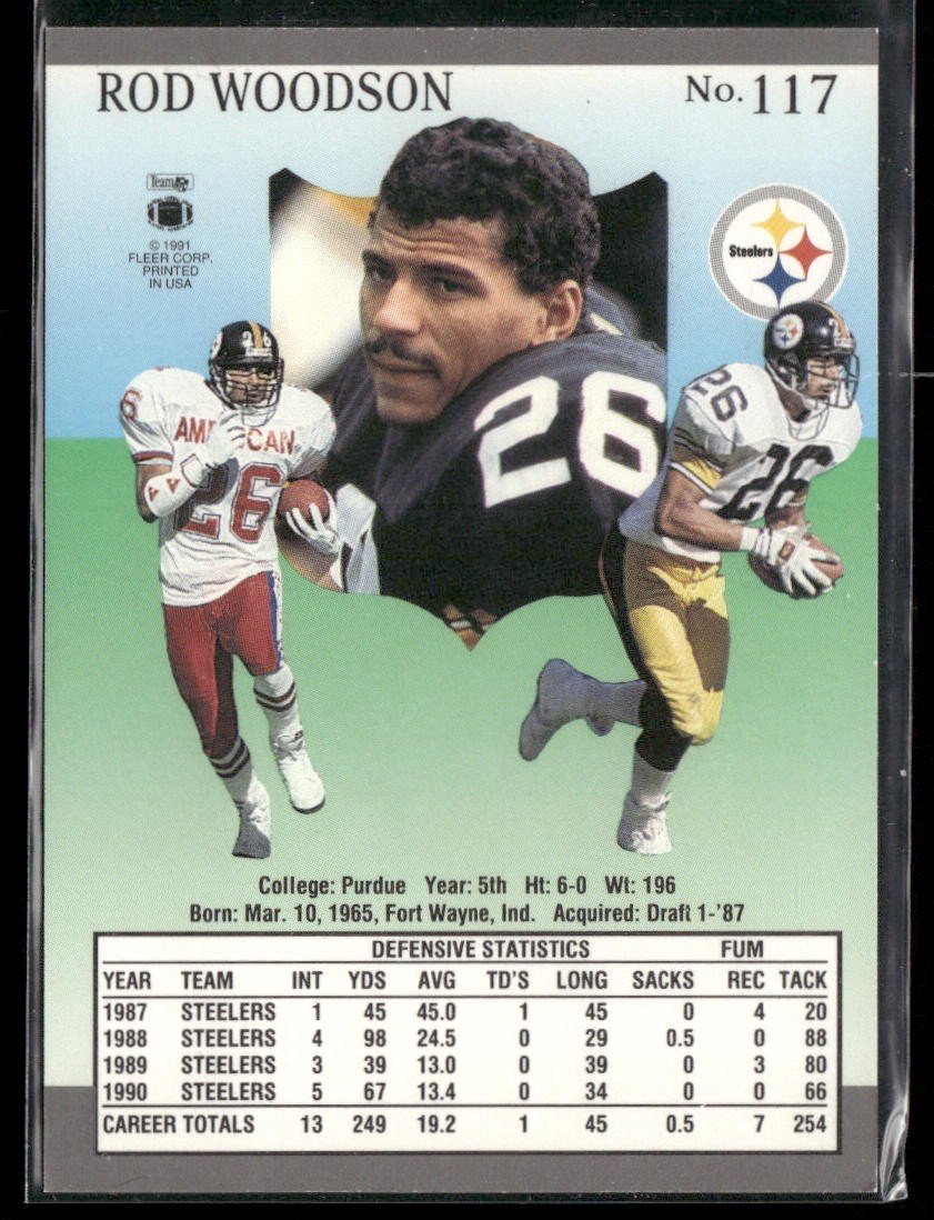 Rod Woodson Player Lot Bundle 10 Different Football Cards RW006 Steelers back