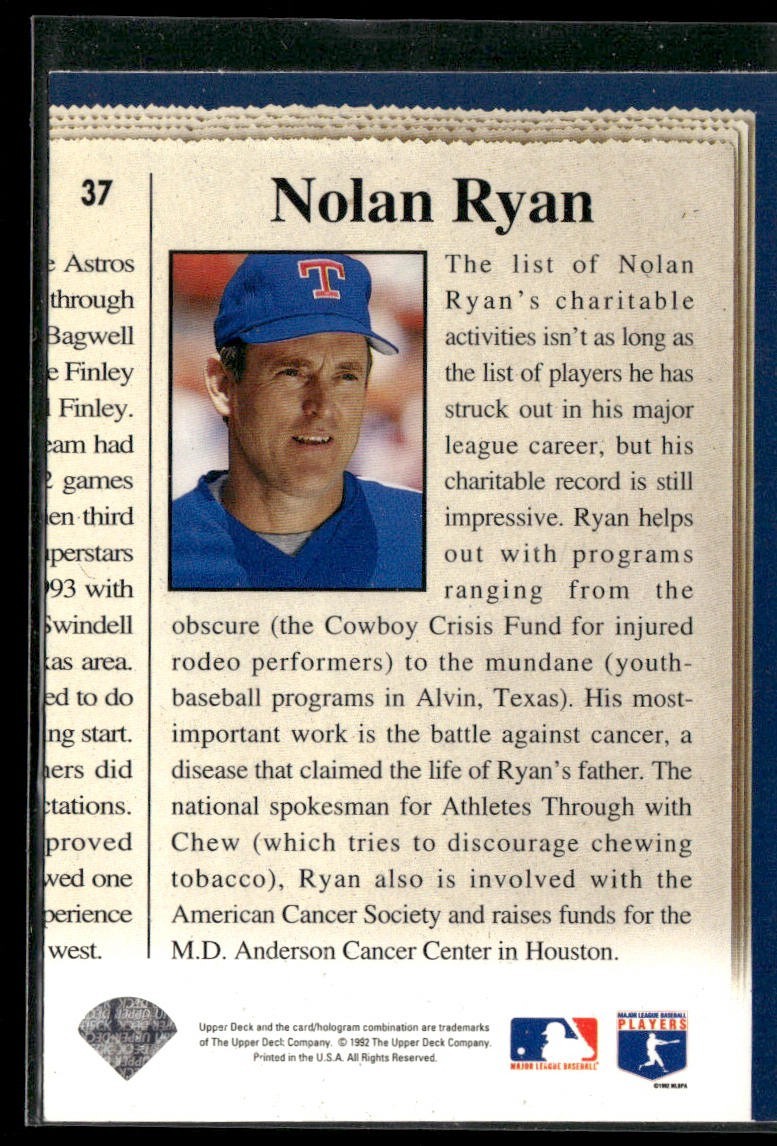 Nolan Ryan Player Lot Bundle 10 Different Baseball Cards NR001 Rangers back