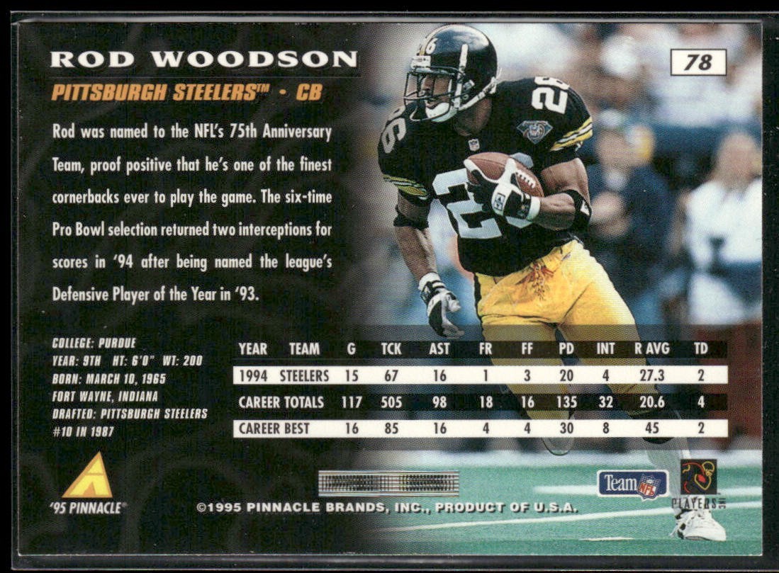 Rod Woodson Player Lot Bundle 10 Different Football Cards RW006 Steelers back
