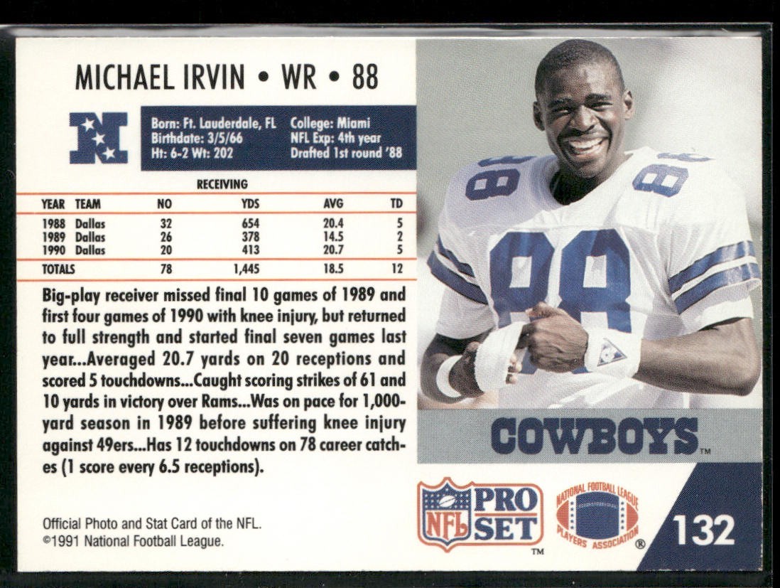 Michael Irvin Player Lot Bundle 10 Different Football Cards MI005 Cowboys back
