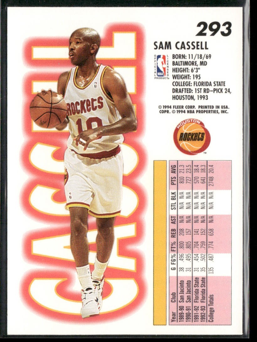 Sam Cassell Player Lot Bundle 10 Basketball Cards SC001 Rockets Nets 1 RC back