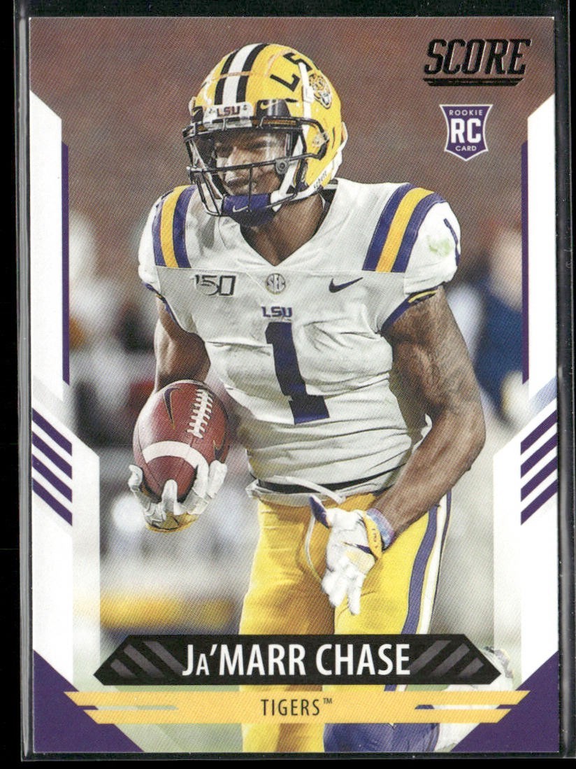 Ja'Marr Chase Player Lot Bundle 10 Different Football Cards JC002 Bengals 5 RC back