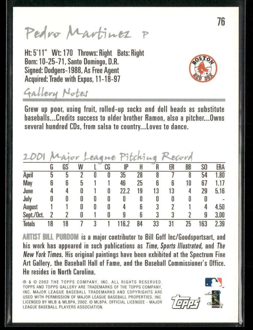 Pedro Martinez Player Lot Bundle 10 Different Baseball Cards PM001 Red Sox back