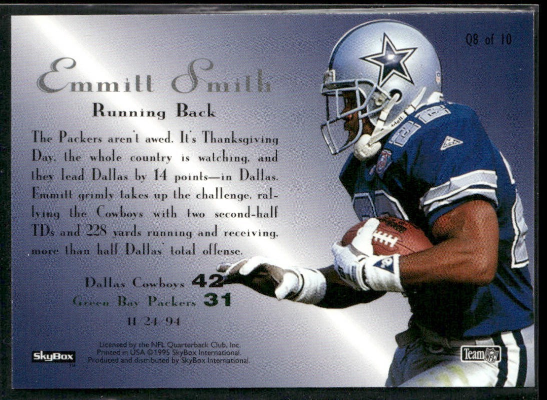 Emmitt Smith Player Lot Bundle 10 Different Football Cards ES007 Cowboys back