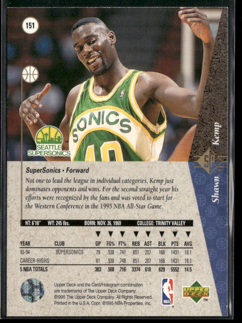Shawn Kemp Player Lot Bundle 10 Basketball Cards SK002 Supersonics Cavs back