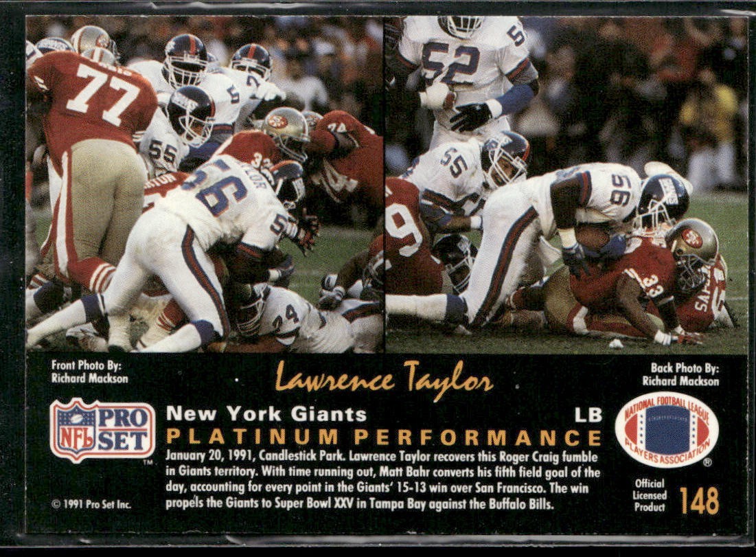 Lawrence Taylor Player Lot Bundle 10 Different Football Cards LT003 Giants back