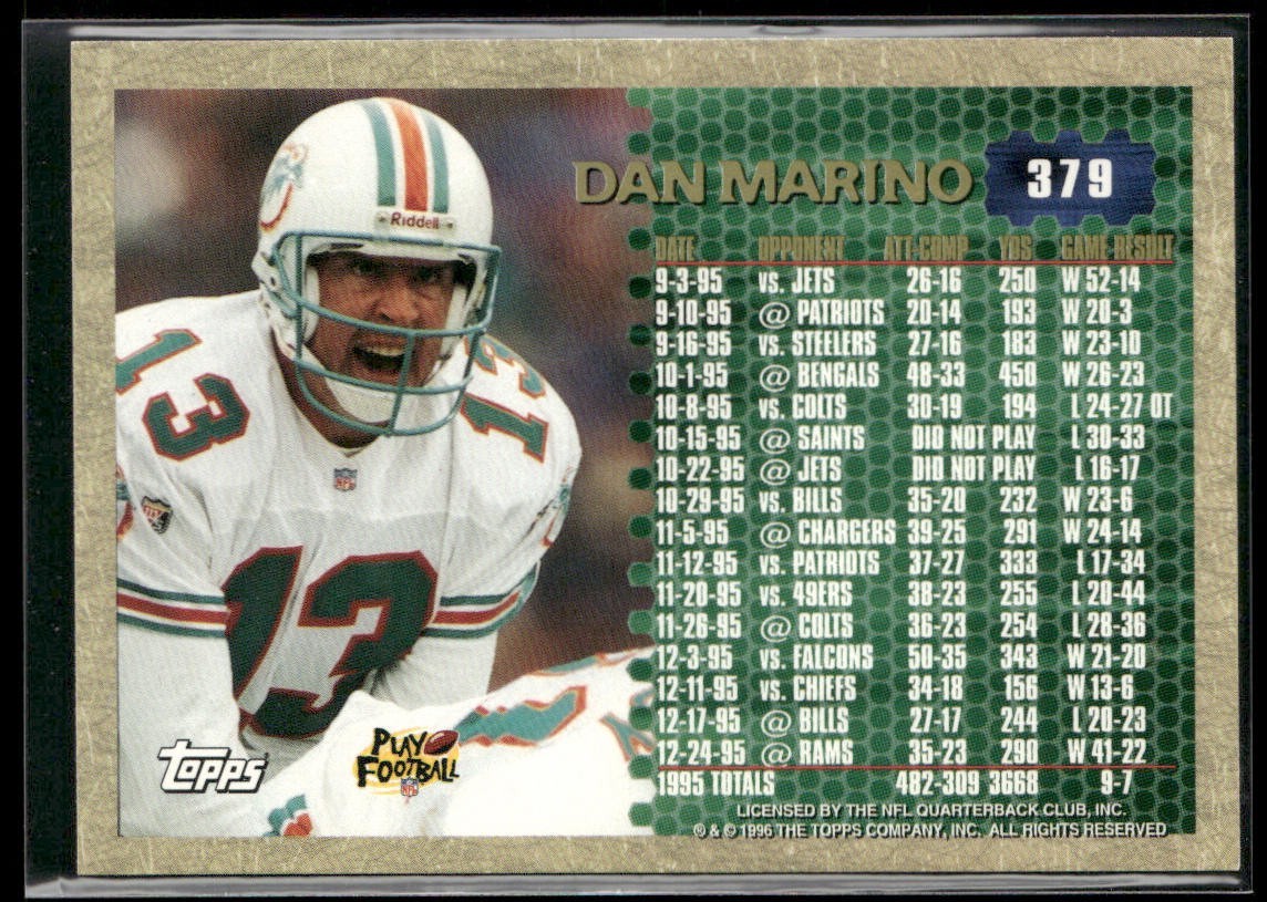 Dan Marino Player Lot Bundle 10 Different Football Cards DM001 Dolphins back