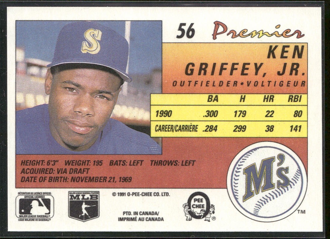 Ken Griffey Jr. Player Lot Bundle 10 Different Baseball Cards KGJ001 Mariners back