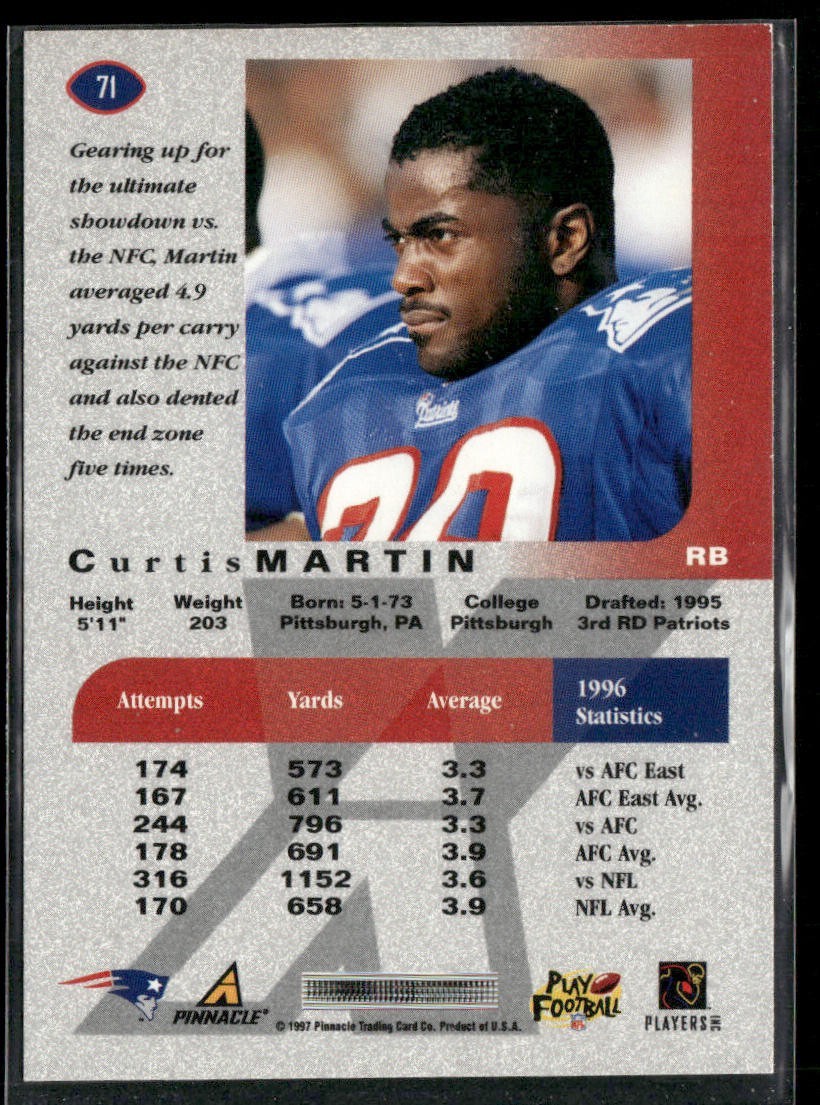 Curtis Martin Player Lot Bundle 10 Different Football Cards CM001 2 RC back