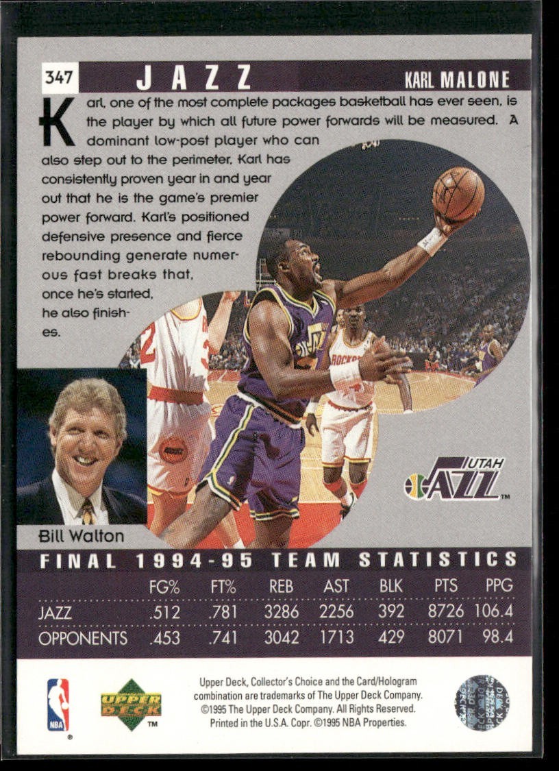 Karl Malone Player Lot Bundle 10 Basketball Cards KM005 Utah Jazz back