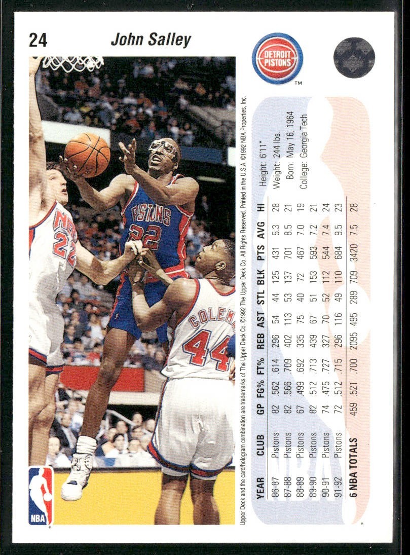 John Salley Player Lot Bundle 10 Basketball Cards JS003 Heat Pistons back