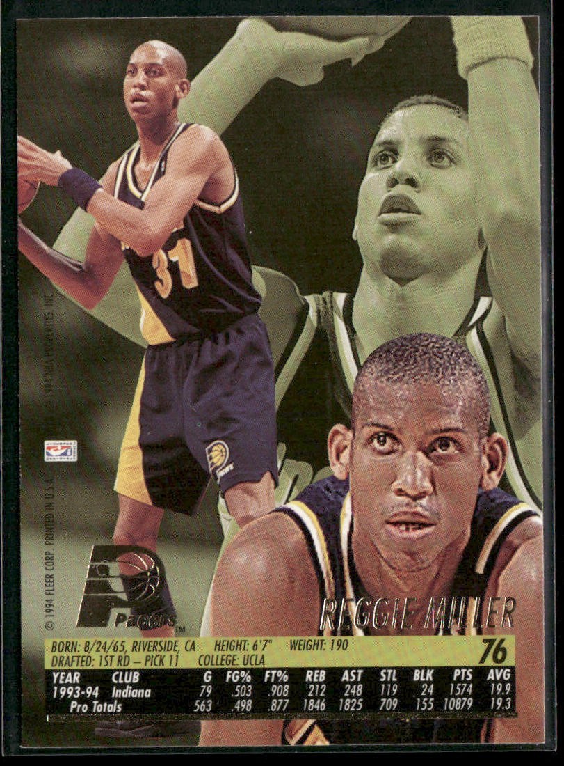 Reggie Miller Player Lot Bundle 10 Basketball Cards RM001 Pacers back