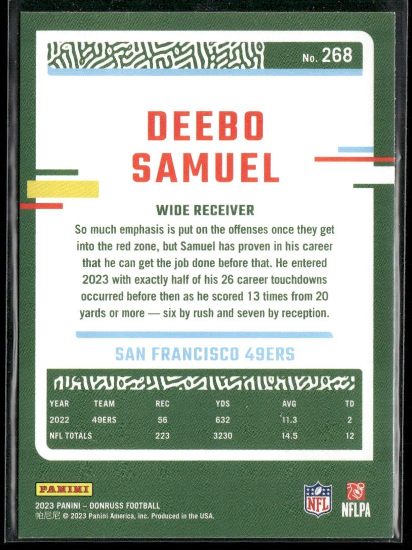 Deebo Samuel Player Lot Bundle 10 Different Football Cards DS001 San Fran 49ers back