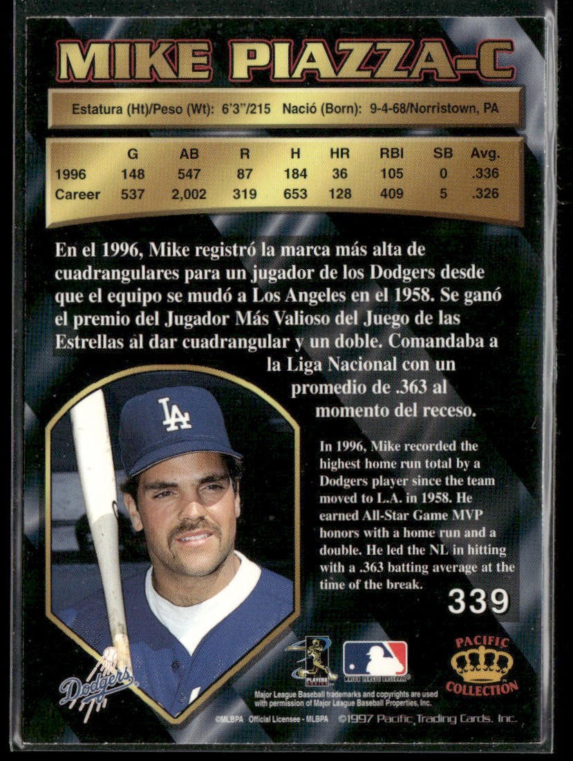 Mike Piazza Player Lot Bundle 10 Different Baseball Cards MP002 Dodgers Mets back