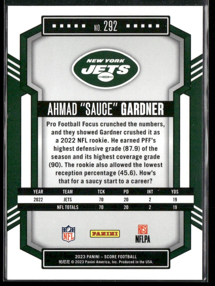 Ahmad Sauce Gardner Player Lot Bundle 10 Different Football Cards AG001 Jets 4RC back