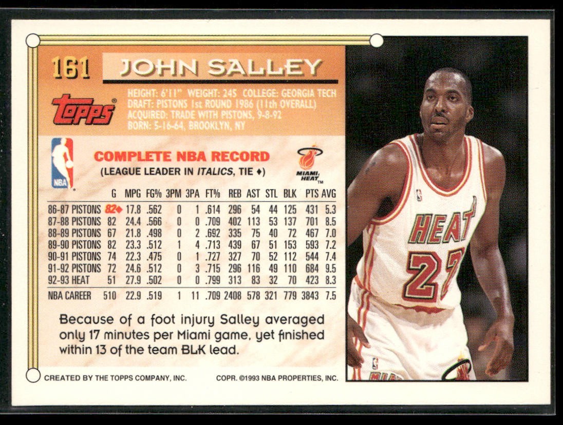 John Salley Player Lot Bundle 10 Basketball Cards JS003 Heat Pistons back