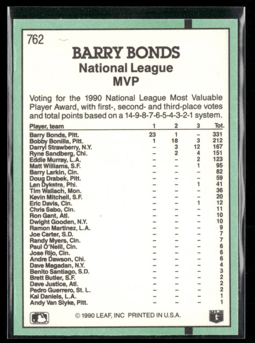 Barry Bonds Player Lot Bundle 10 Different Baseball Cards BB005 Giants Pirates back