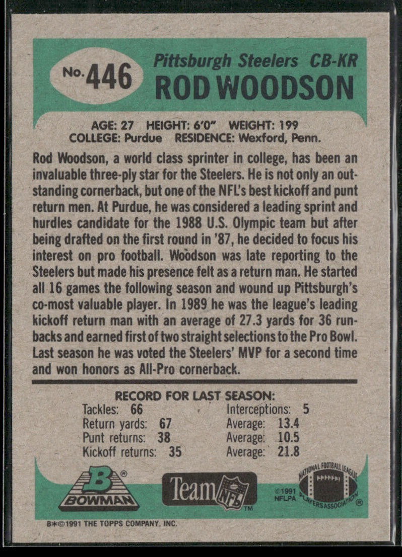 Rod Woodson Player Lot Bundle 10 Different Football Cards RW008 Steelers back