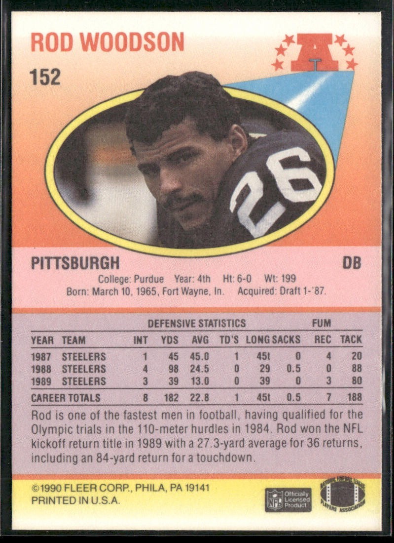 Rod Woodson Player Lot Bundle 10 Different Football Cards RW004 Steelers back
