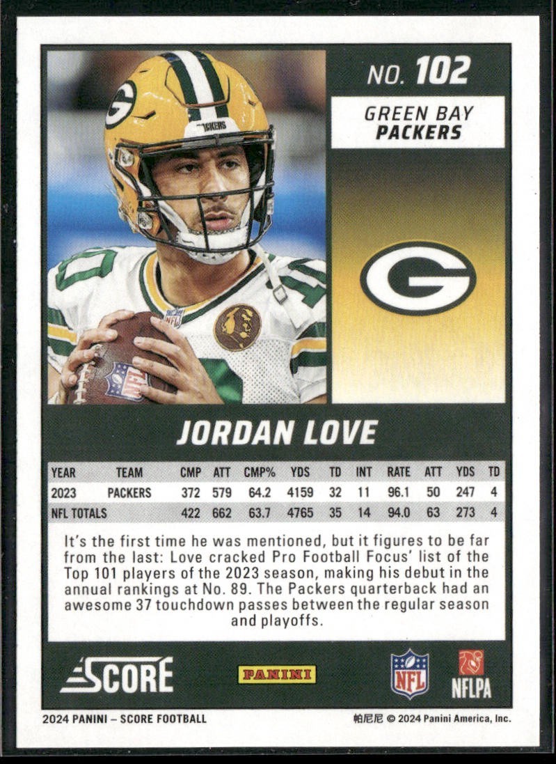 Jordan Love Player Lot Bundle 10 Different Football Cards JL002 Packers back