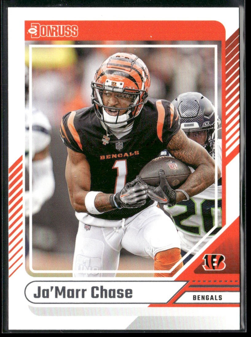 Ja'Marr Chase Player Lot Bundle 10 Different Football Cards JC004 Bengals 4 RC back