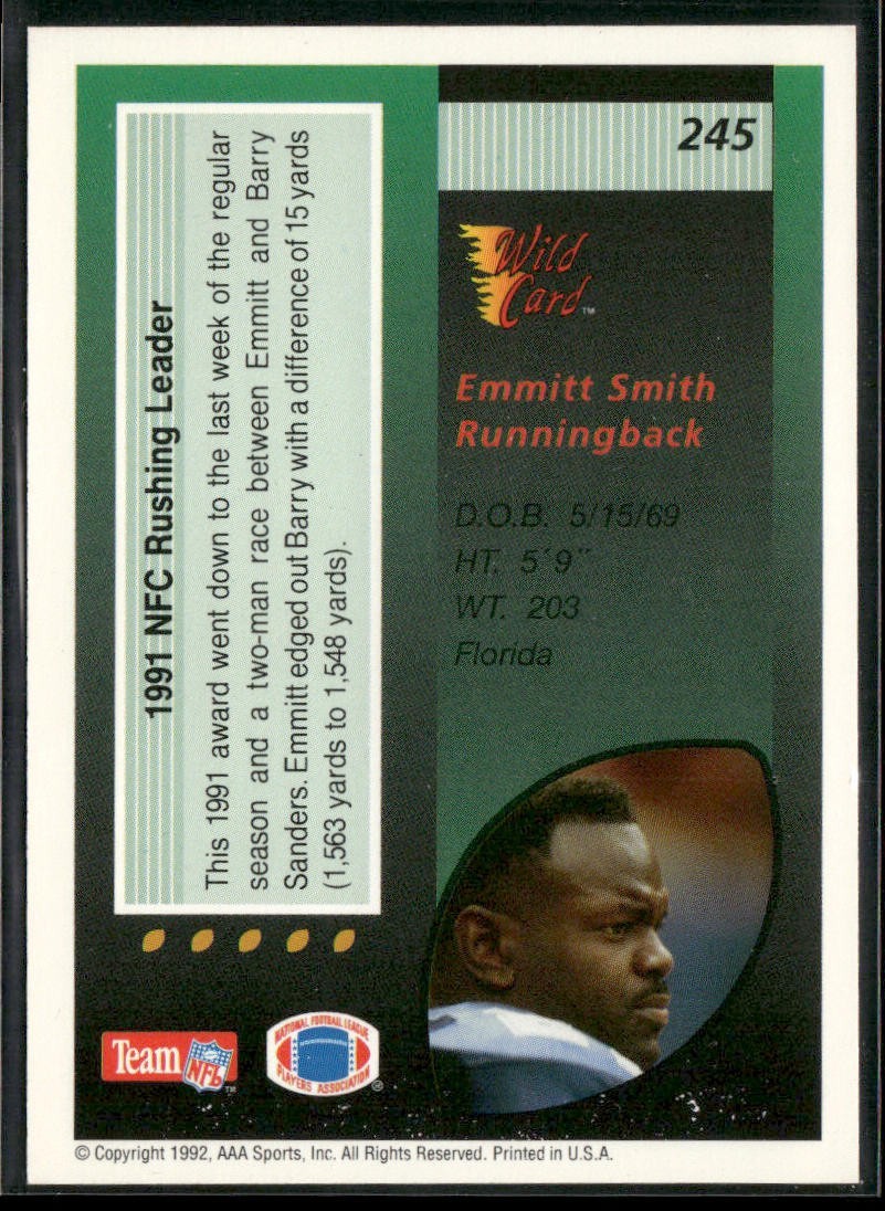 Emmitt Smith Player Lot Bundle 10 Different Football Cards ES005 Cowboys back
