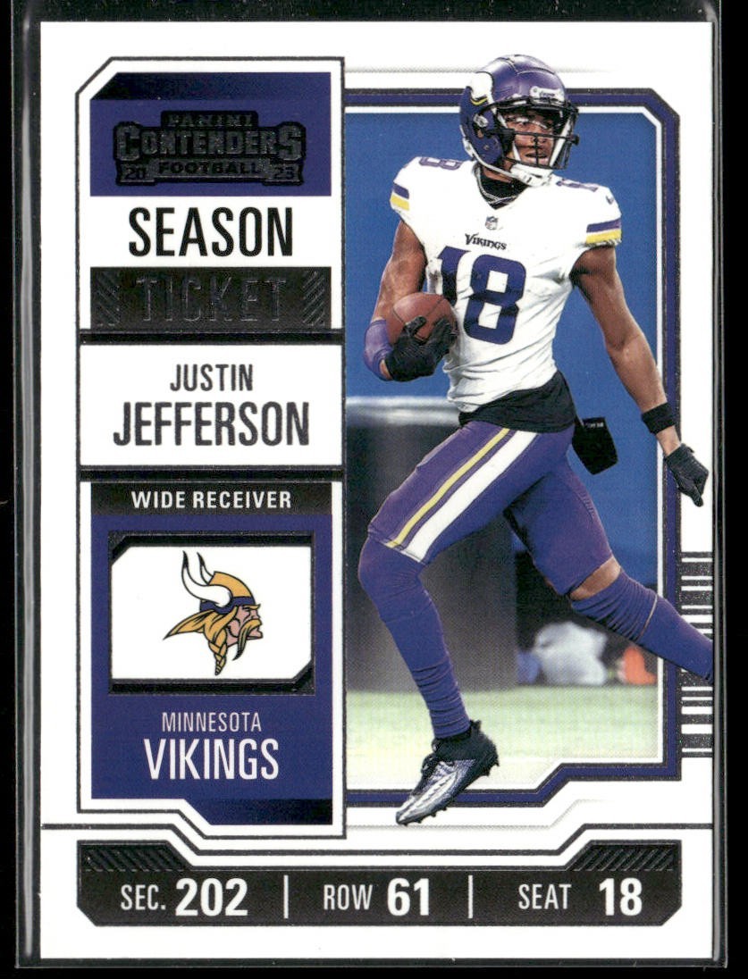 Justin Jefferson Player Lot Bundle 10 Different Football Cards JJ001 Vikings back