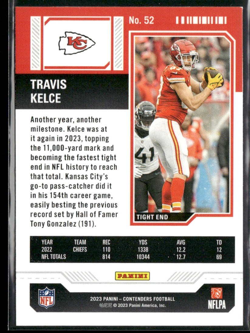 Travis Kelce Player Lot Bundle 10 Different Football Cards TK003 Chiefs back