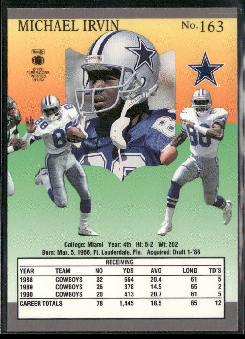Michael Irvin Player Lot Bundle 10 Different Football Cards MI002 Cowboys back