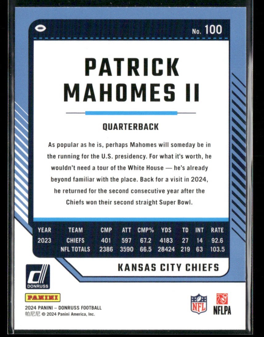 Patrick Mahomes II Player Lot Bundle 10 Different Football Cards PM001 Chiefs back