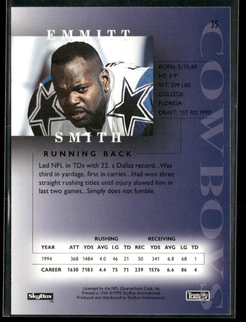 Emmitt Smith Player Lot Bundle 10 Different Football Cards ES003 Cowboys back