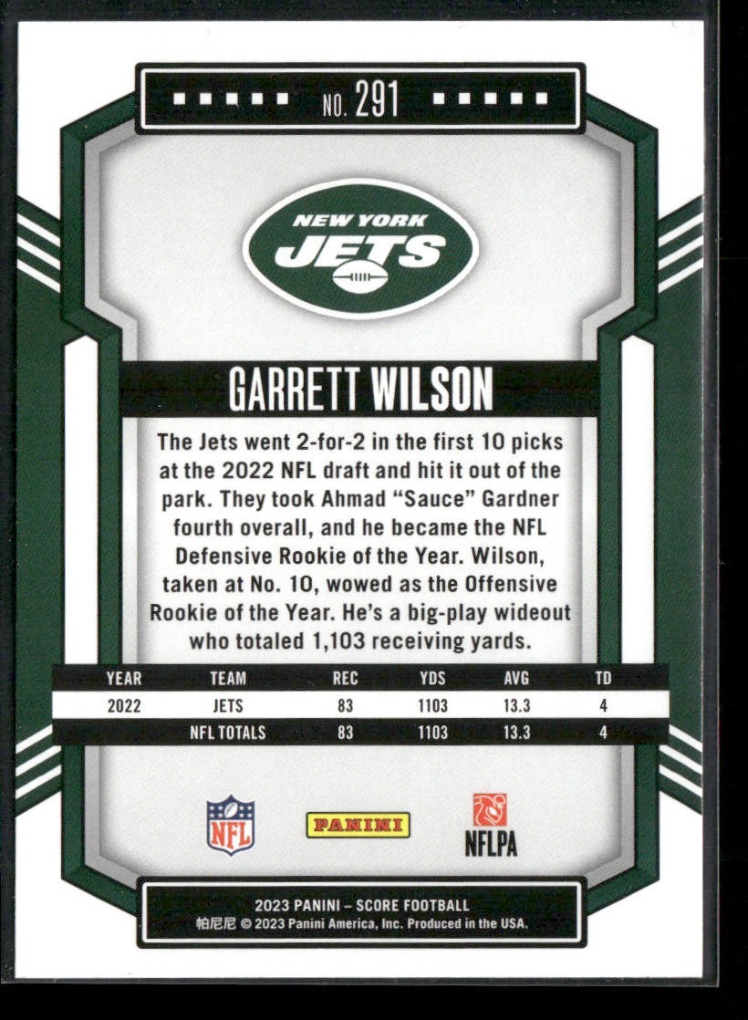 Garrett Wilson Player Lot Bundle 10 Different Football Cards GW002 Jets 4 RC back
