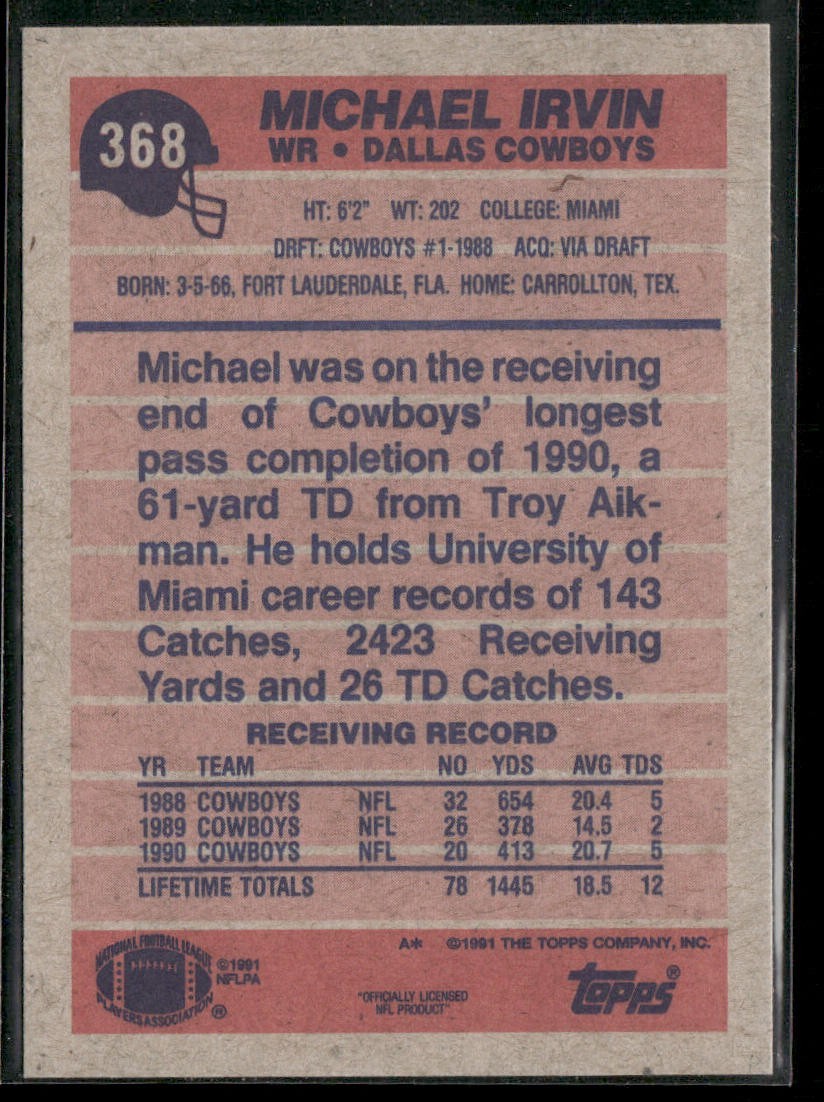 Michael Irvin Player Lot Bundle 10 Different Football Cards MI006 Cowboys back
