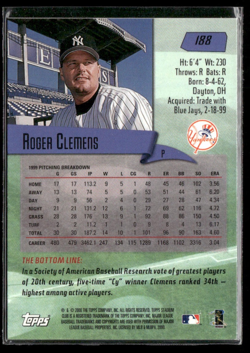 Roger Clemens Lot Bundle 10 Different Baseball Cards RC001 Red Sox Yankees back