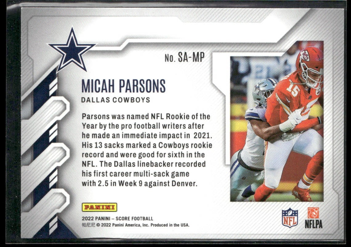Micah Parsons Player Lot Bundle 10 Different Football Cards MP002 Cowboys 2 RC back
