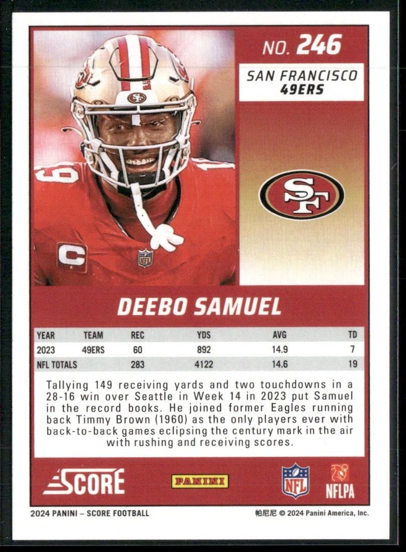 Deebo Samuel Player Lot Bundle 10 Different Football Cards DS002 San Fran 49ers back